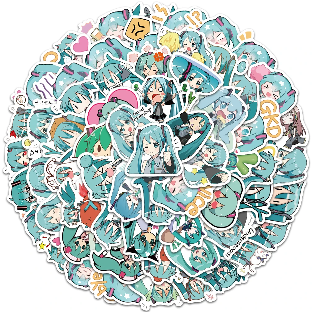 Play 10/65Pcs Cute Cartoon Hatsune Miku Sticker Waterproof Vinyl for Laptop Guit - £23.60 GBP