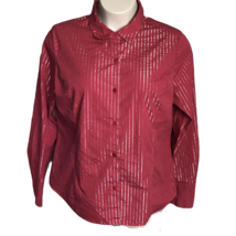 Jaclyn Smith Button Up Collared Classy Dress Shirt ~ Sz XXL ~ Red ~ Stripes - £12.02 GBP