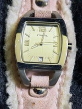 Women&#39;s Fossil Watch - 26mm Silver Tone Date with Tan Sherpa Style Band - £3.13 GBP