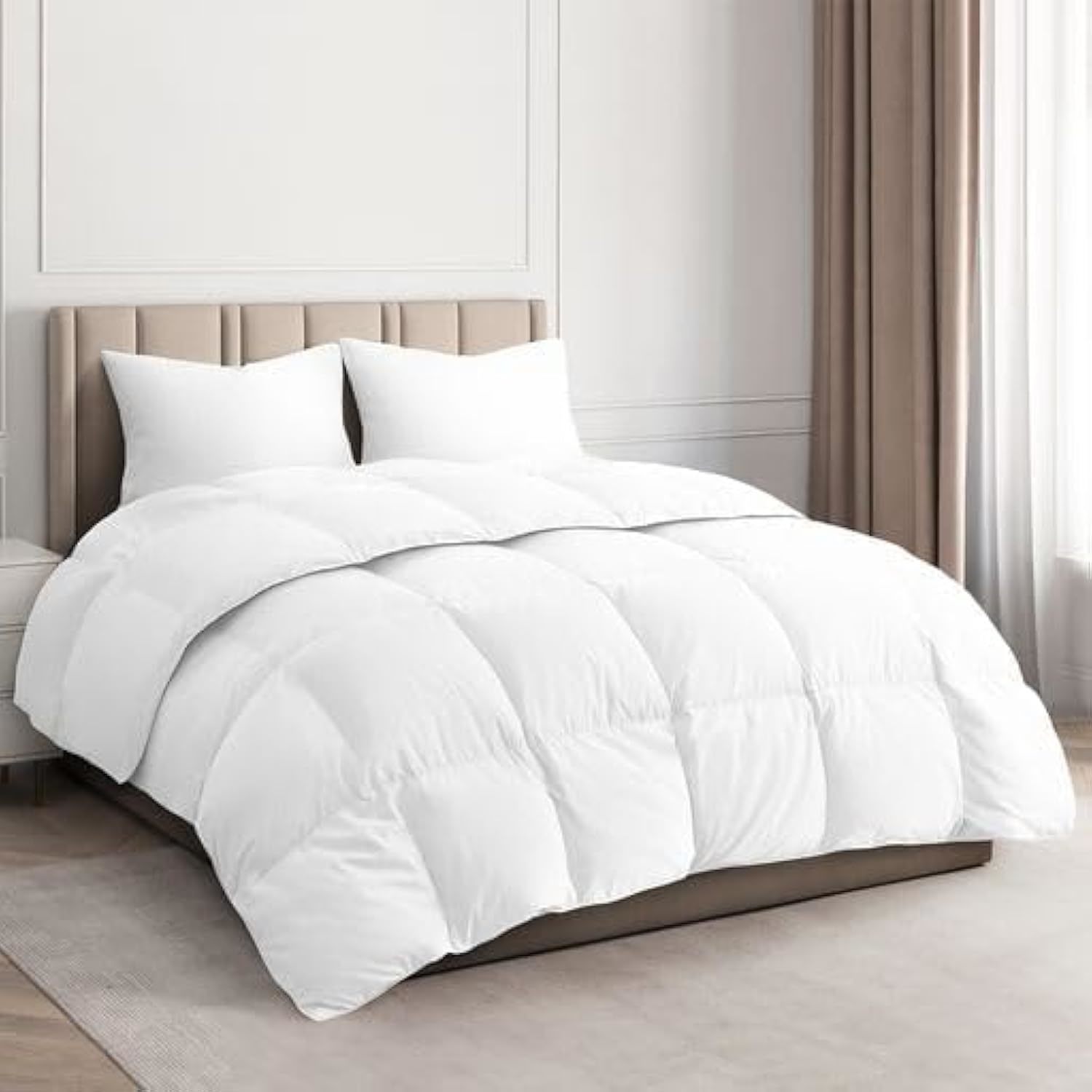 King Size, White Alternative Down Comforter - Warm, Lightweight, Luxury, & Breat