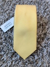 Banana Republic Neck Tie Mens Marigold Yellow Slim Block Textured Silk Blend Tag - $18.69