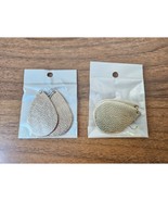FAUX LEATHER WOMENS EARRINGS CHAMPAGNE COLORED - £3.99 GBP