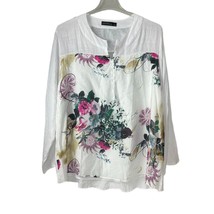 Zanzea Collection White Floral Print Sheer Blouse XXXXL Long Sleeve - £11.04 GBP