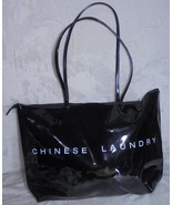 Chinese Laundry Black Patent Tote Bag Purse Handbag Shiny Logo on Front ... - £8.68 GBP