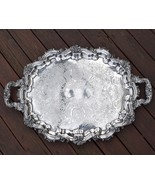 English Silver on Copper 27&quot; Chippendale Butler Tray Serving Platter by ... - $499.99
