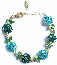 Rose Flower Leaf Bangle Bracelet  - £23.39 GBP