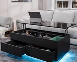 Lift Top Coffee Table With Led Light Morden Coffee Table With Storage Hi... - $352.99