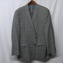 Calvin Klein 46L Gray Glenn Plaid 2 Button Blazer Suit Jacket Sport Coat - $29.99
