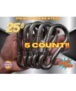 4 3/4&#39;&#39; Large 316 Stainless Steel Carabiner Clip Spring loaded  400 lbs ... - $23.38