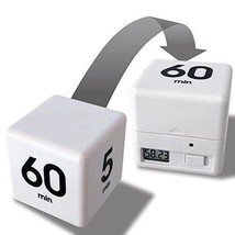 Clock Timer Alarm Cube Digital 5, 15, 30, 60 Minutes Time Management White - £13.77 GBP