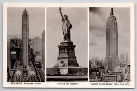 NYC RPPC RCA Building Statue Of Liberty Empire State Bldg Postcard L28 - £7.02 GBP