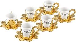 LaModaHome Ataturk Signed Coffee Cups with Saucers Set of 6, Porcelain Turkish A - £47.84 GBP