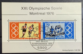 1976 German Block Of 2 Post Stamps Of 21th Montreal Olympic Games - £7.00 GBP