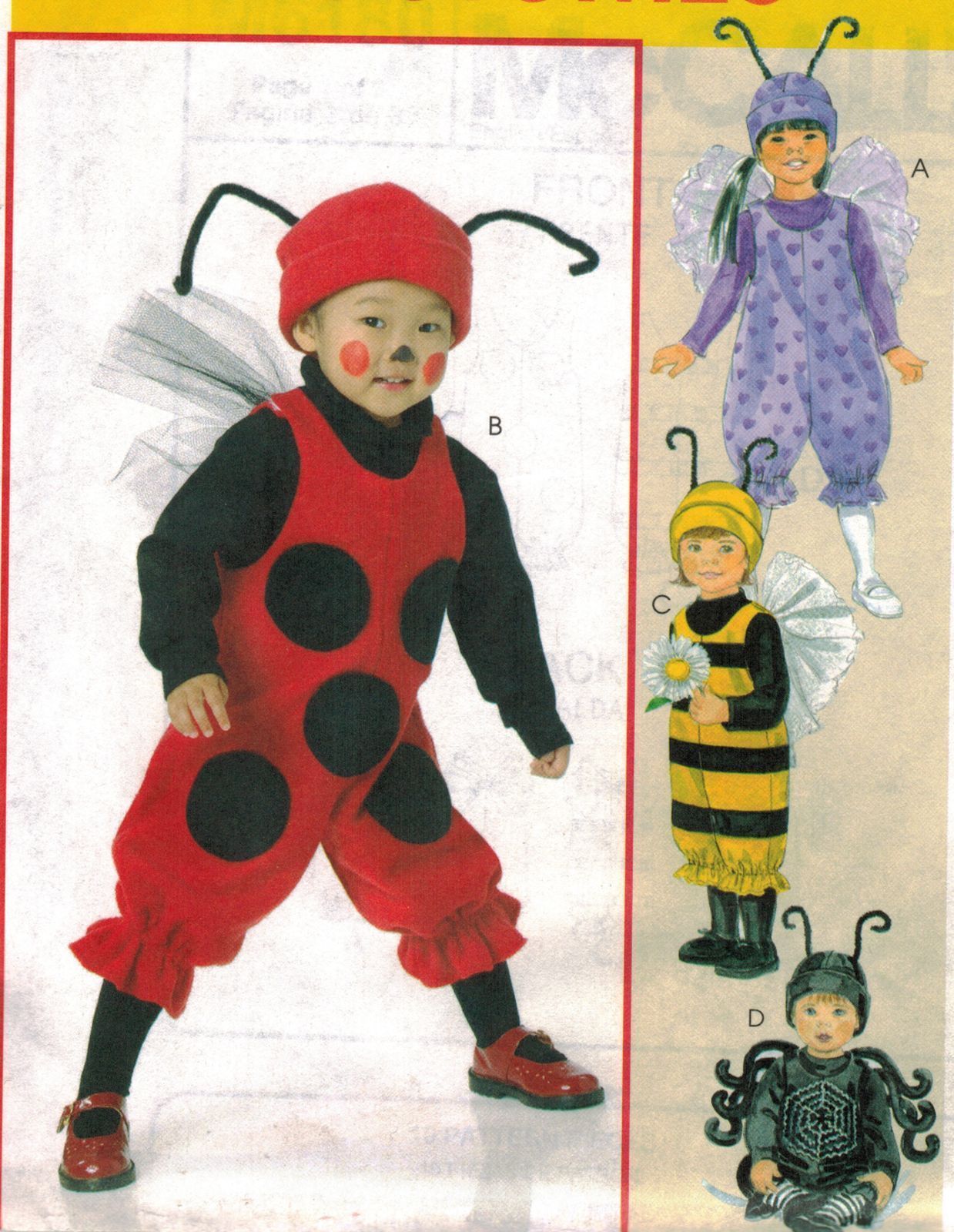 Infant Toddler Spider Ladybug Butterfly Bee Halloween Costume Sew Pattern 1/2-4 - £10.26 GBP