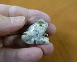 (y-fro-53) gray baby FROG carving stone gemstone SOAPSTONE love little f... - £6.90 GBP