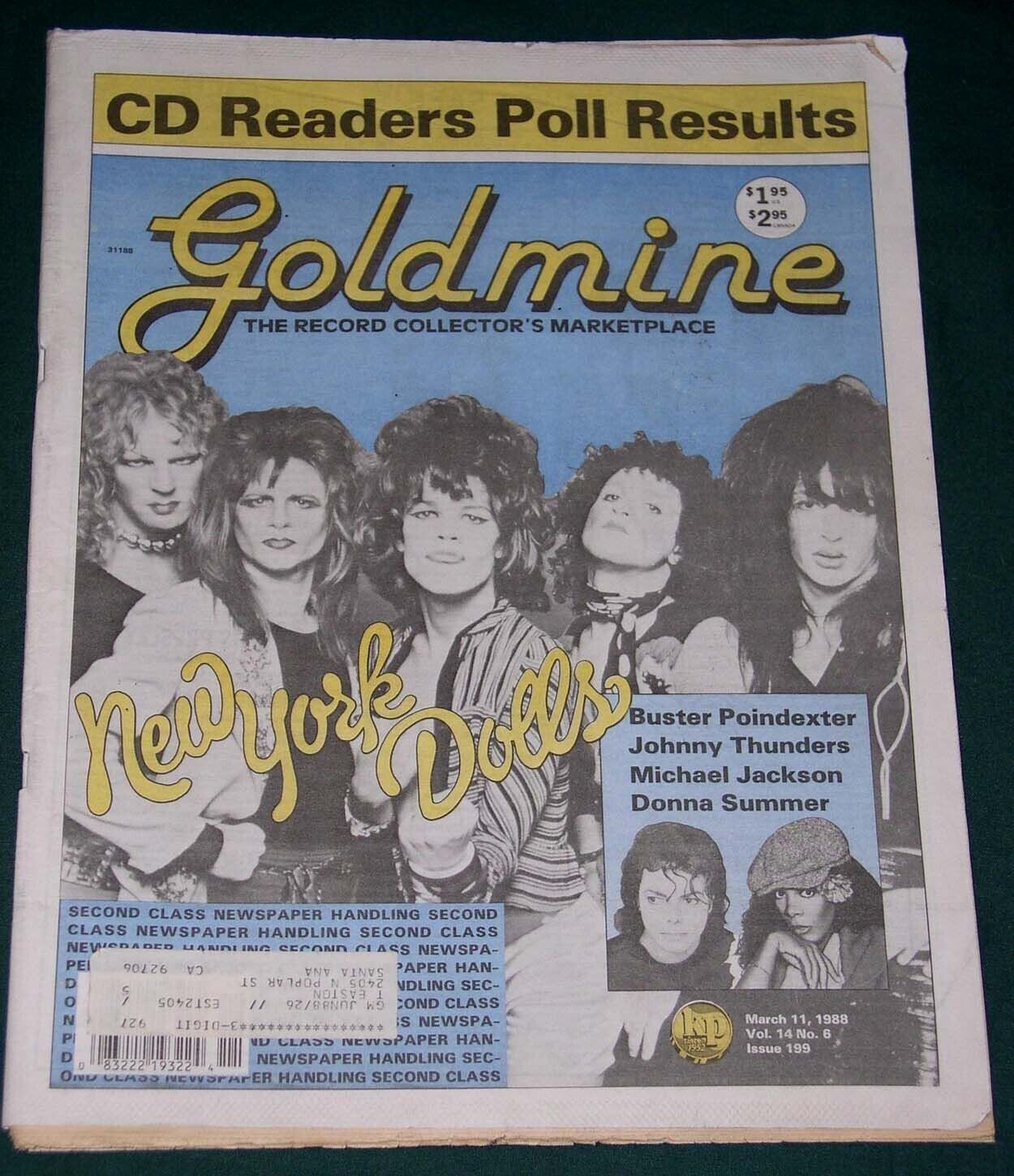 New York Dolls Goldmine Magazine Vintage 1988 Michael Jackson Donna Summer - $49.99