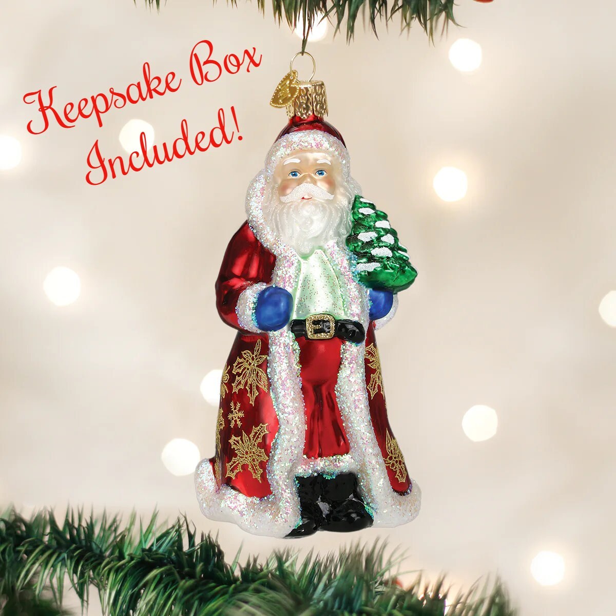 Primary image for Glistening Golden Santa Old World Christmas Blown Glass Collectible Ornament