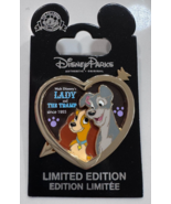 Disney Lady and the Tramp 60th Anniversary 3D Heart Since 1955 LE Pin Ne... - $46.52