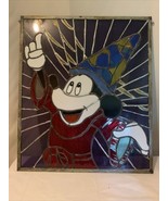 Mickey Mouse Fantasia Sorcerer&#39;s Stained Leaded Glass Window 22x19 Read - €591,51 EUR