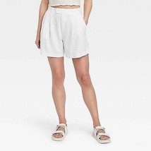 Women&#39;S High-Rise Tailored Linen Shorts - White 10 - $16.99