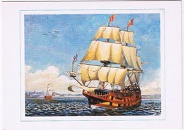 Greeting Card Art Sailing Ship Foot Painted By P Driver Blank Inside No ... - $2.96