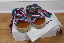 NIB Isabel Marant 37 7 Multi Malay Rope Tie Platform Espadrille Sandals - £97.17 GBP