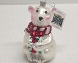 Kurt Adler Noble Gems Polar White Bear With Gift Glass Christmas Ornament - $19.70