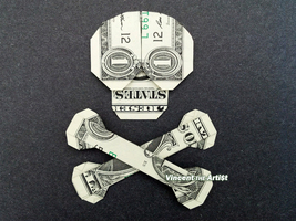 Money Origami SKULL &amp; CROSS BONES - Dollar Bill Art Cash - £31.43 GBP