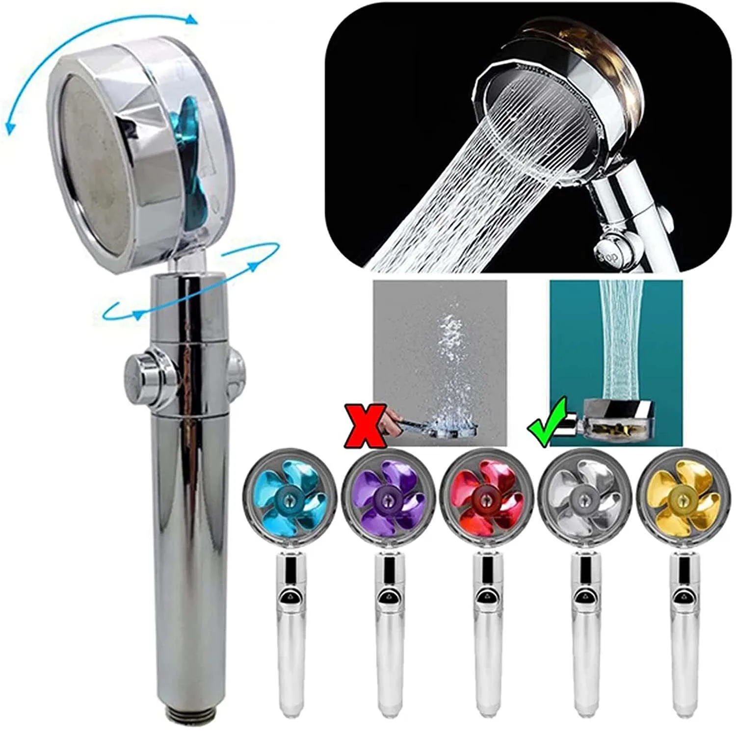 High pressure set 360 spin with water filter golden fan turbocharge a rainfall bathroom thumb200