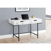 Monarch Specialities 48 in. White Marble Look Computer Desk Black Metal - €226,21 EUR