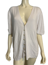 Talbots Woman White Short Sleeve V Neck Button Front Cardigan 3X - £18.17 GBP