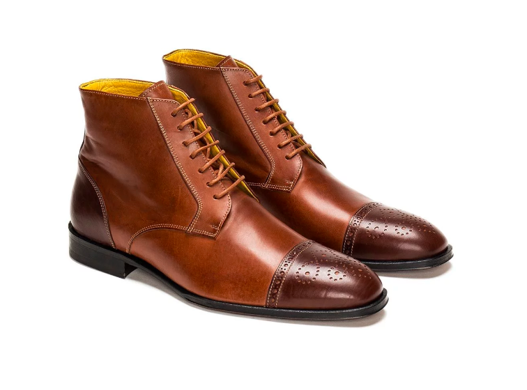 New Handmade men high ankle shoes, Cowhide leather shoes for men