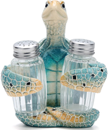 Sea Turtle with Salt and Pepper Shaker Figurines Decorations Turtle Set ... - $28.53