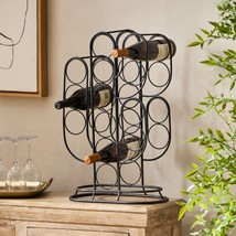 Fritsche Modern Industrial 13 Bottle Tabletop Cactus Wine Rack, Black - £61.87 GBP