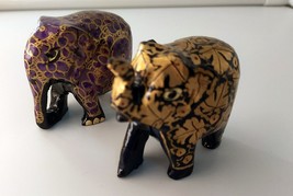 Set of 2 Elephant Antique Style Kashmiri Paper mache Hand Painted Handic... - £23.88 GBP