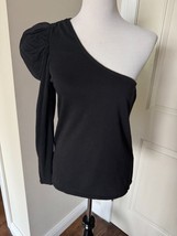 Nation LTD Black One Shoulder Long Sleeve Cotton Top SZ L EUC - $645.87 MXN