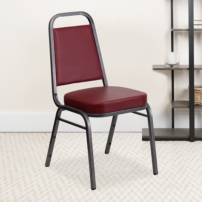 Burgundy Vinyl Banquet Chair FD-BHF-1-SILVERVEIN-BY-GG