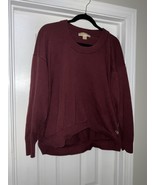 Michael Kors Merlot Lightweight Sweater Gold Buttons Large - $27.57 CAD