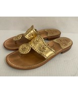 Jack Rogers Gold Jacks Classic Sandals Size 8.5 Beach Preppy Leather Low... - $75.22 CAD