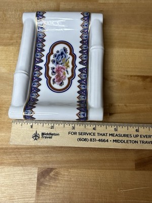 Elizabeth Arden CHINOISERIE Ceramic Rectangle Soap Dish Gold Accents 6" x 4-1/4" Item image 12