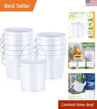 10 Pcs Bucket White Plastic Bucket Without Lids Paint Buckets Pails Pain... - $73.34