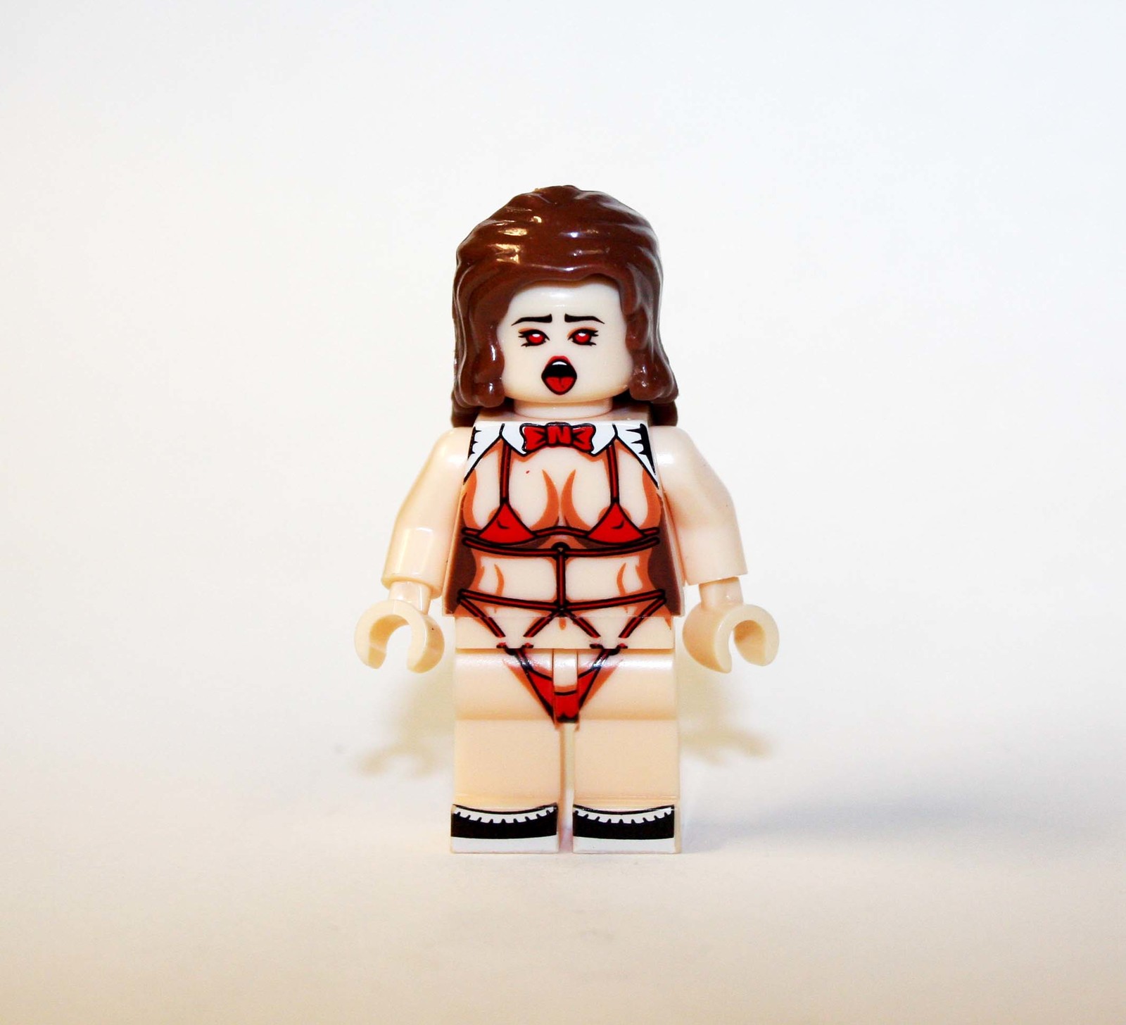 Building Girl In Red Bikini Woman Brown Hair Dancer Minifigure Custom - $7.35