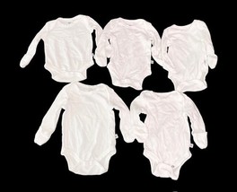 Honest Company Newborn Bodysuits Lot of 9 Organic Cotton Mittens White image 7