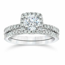 1CT Moissanite 14k Bianco Placcata Oro Cuscino Halo Fidanzamento Sposa R... - $209.11 CAD