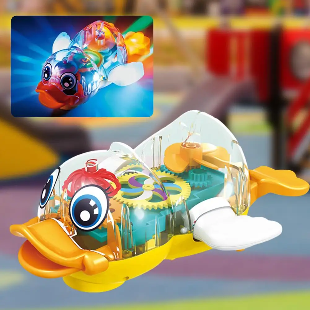 Play Baby ActiAy Toy Electric Universal Transparent Gear Glowing Cute Duck Toy R - £26.15 GBP