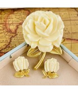 Vintage Baroque Enamel Tulip Brooch  Earring Set - $41.07 CAD
