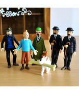 6pcs Set The Adventures of Tintin Snowy Captain Haddock Thompson Figure ... - £14.14 GBP