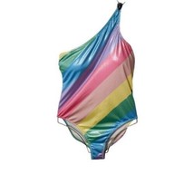 KURT GEIGER LONDON Kensington Rainbow Stripe One Shoulder Swimsuit NEW (M) - £56.18 GBP