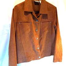 Chicos Women&#39;s Shirt Jacket Brown Waist Length Buttons Pockets Collar XL - £22.56 GBP