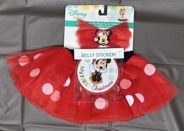 Disney Baby Minnie Mouse My First Christmas Tutu Diaper Cover Headband Sticker - £12.49 GBP